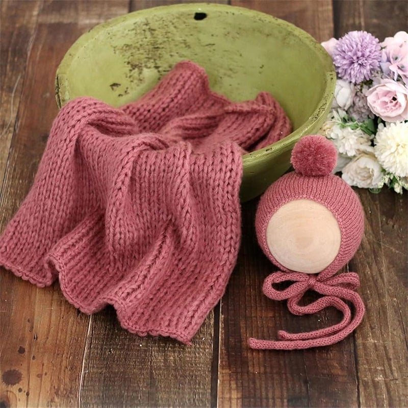 Camel Baby Photography Outfit Set 2PCS Turban Hat Wrap Basket Rug Newborn Photoshoot Props - Image 5